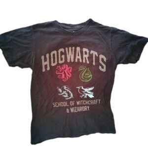 harry potter black t-shirt women size s hogwarts academy graphic short sleeves